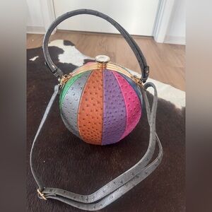 Multicolor Faux Ostrich Leather Ball Bag